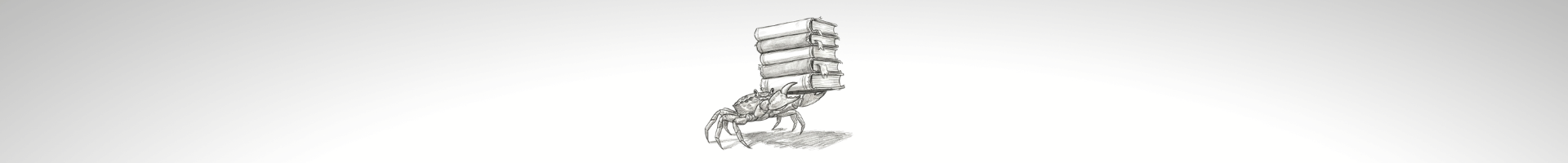 A crab carrying a stack of books